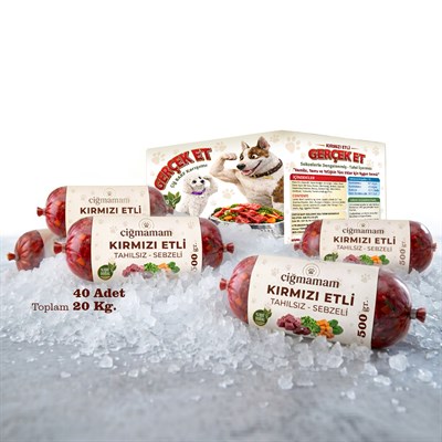 Kırmızı Etli Tahılsız Sebzeli Barf Köpek Maması 20 Kg - 500 g x 40