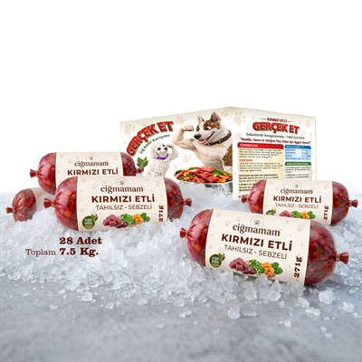 Kırmızı Etli Tahılsız Sebzeli Barf Köpek Maması 7.5 Kg - 271 g x 28
