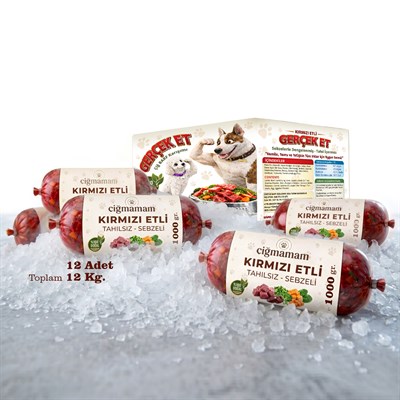 Kırmızı Etli Tahılsız Sebzeli Barf Köpek Maması 12 Kg - 1000 g x 12