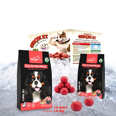 Kuzu Etli Tahılsız Barf Köpek Maması 10 Kg - 1000 g x 10