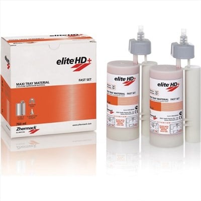 Zhermack Elite HD+ Maxi Tray Material Fast Set 2x380 ml - Otomatik Ölçü Cihazları İçin Yoğun Kıvamlı ve Yüksek Vizkoziteli A Silikon