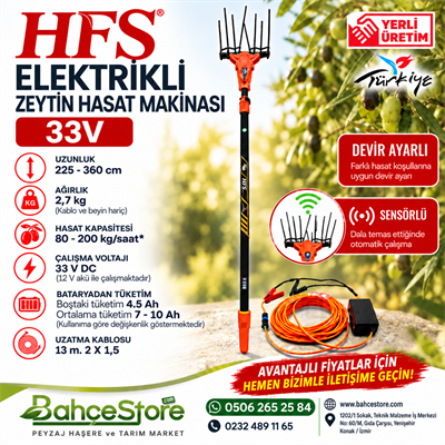 HFS HFS VOLT ELEKTRİKLİ ZEYTİN HASAT MAKİNASI AKÜSÜZ 33V