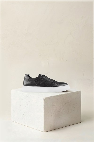 Karaden 1943 Erkek Hakiki Deri Siyah Sneaker & Spor Ayakkabı