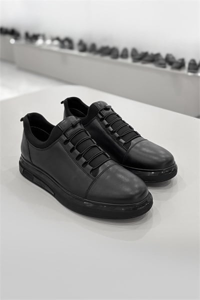 Karaden 1943 Erkek Hakiki Deri Siyah Sneaker & Spor Ayakkabı