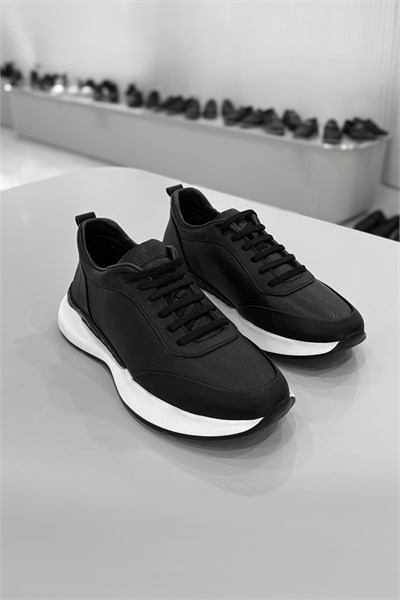 Karaden 1943 Erkek Hakiki Deri Siyah Sneaker & Spor Ayakkabı