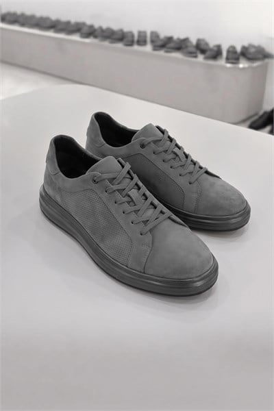 Karaden 1943 Erkek Hakiki Nubuk Deri Gri Sneaker & Spor Ayakkabı