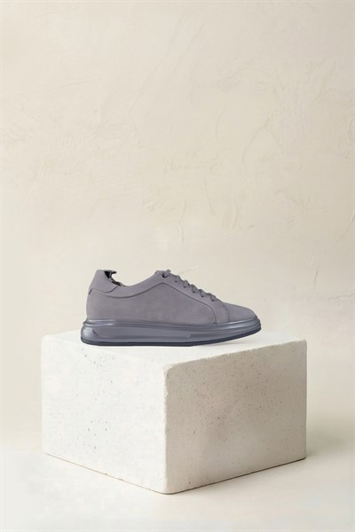 Karaden 1943 Erkek Hakiki Nubuk Deri Gri Sneaker & Spor Ayakkabı