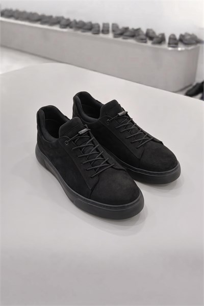 Karaden 1943 Erkek Hakiki Nubuk Deri Siyah Sneaker & Spor Ayakkabı