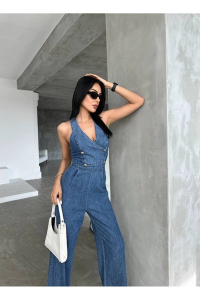 Tasarım İthal Kot Tulum Denim Tulum