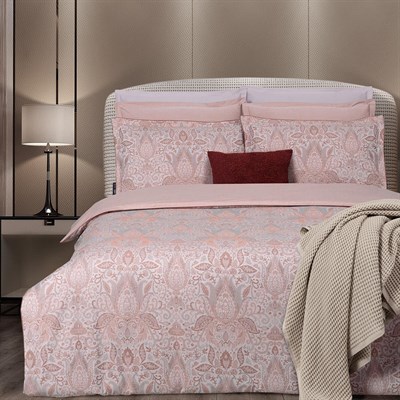 PLAYA V1  PEMBE JAKARLI İPLİ BOYALI SATEN NEVRESİM TAKIMI ÇİFT KİŞİLİK