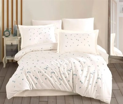 Poplin Spring Krem Poplin Çift Kişilik Nakışlı Nevresim Takımı