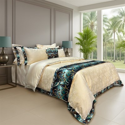 SAREV SITARA V1 SARI SATEN NEVRESİM TAKIMI ÇİFT KİŞİLİK 