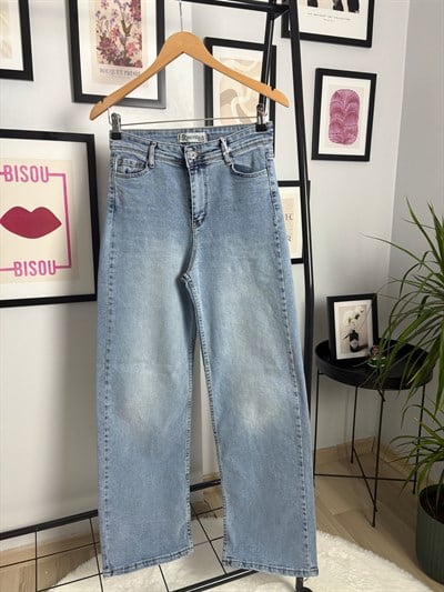 Açık Mavi Wide Leg Jean Pantolon