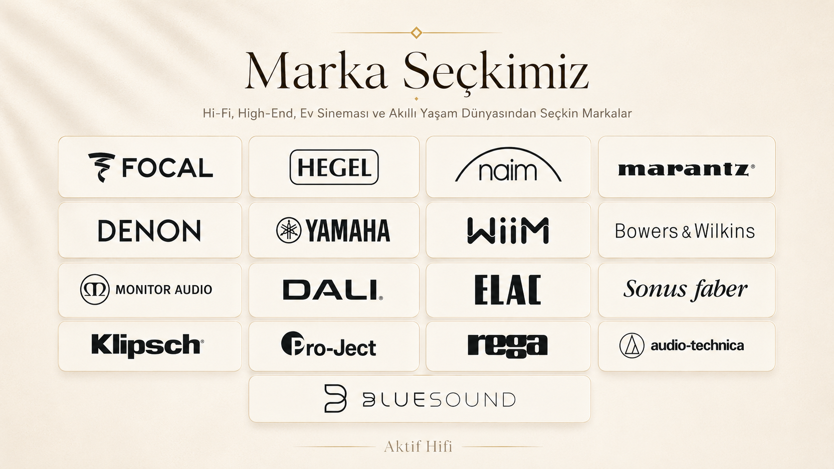 Aktif Hifi marka seçkisi - Hi-Fi, High-End, ev sineması ve akıllı yaşam markaları