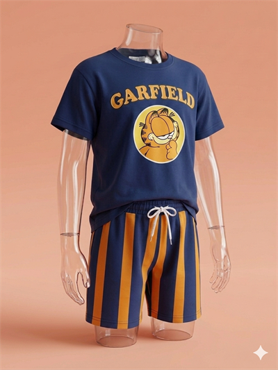Garfield Lacivert Turuncu Tshirt-Şort Takım