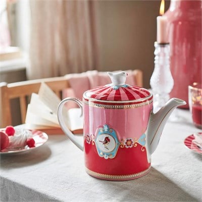 Pip Studio Kırmızı Pembe Porselen Demlik 1300 Ml