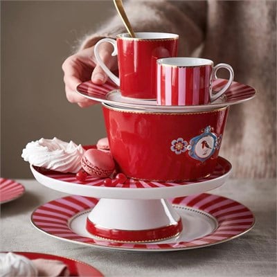 Pip Studio Kırmızı Pembe Porselen Kek Standı 24 Cm