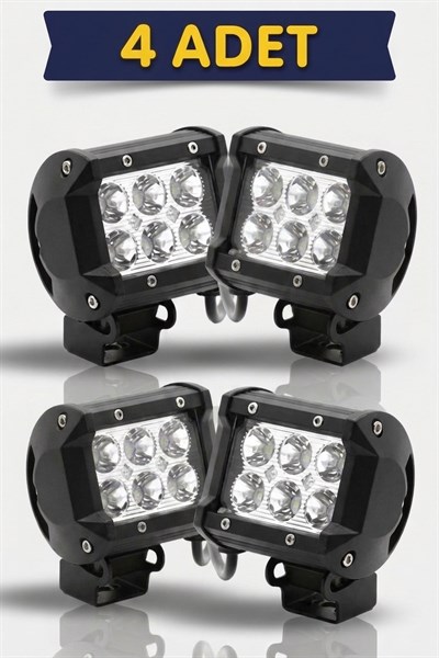 4 ADET SIS LAMBA OFF ROAD PROJEKTOR 10-30V 6 LED CAKARLI BEYAZ