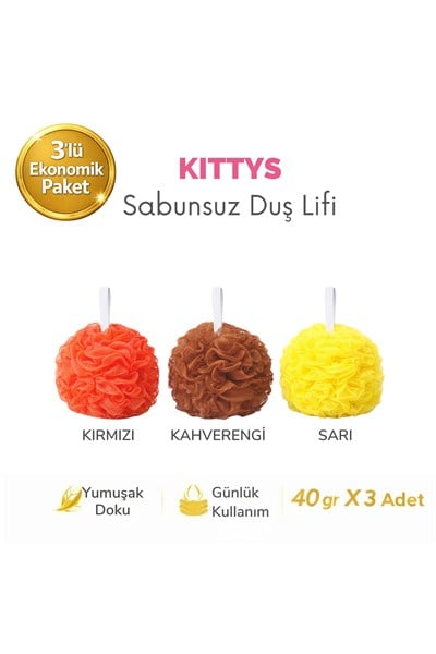 3’lü Ekonomik Sabunsuz Duş Lifi Seti (40 gr x 3 Adet)