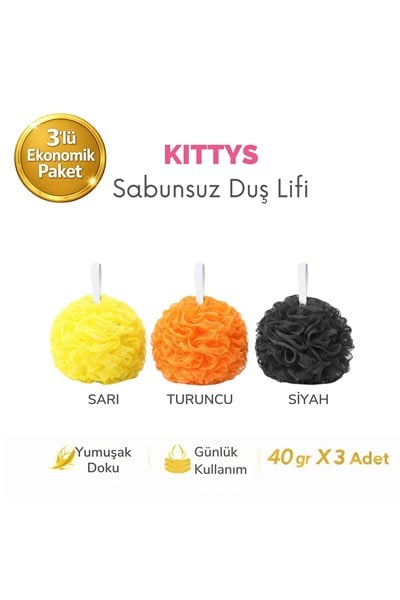 3’lü Ekonomik Sabunsuz Duş Lifi Seti (40 gr x 3 Adet)