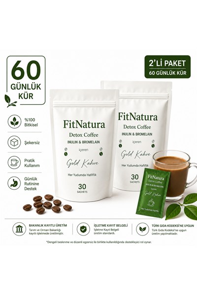 Inülin & Bromelain Gold Detox Coffee – 60 Günlük Avantajlı Kür -