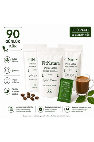 Inülin & Bromelain Gold Detox Coffee - 90 Günlük Kür - 450 gr
