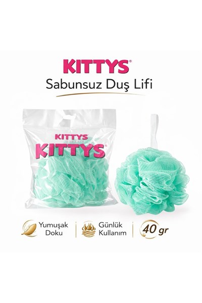 KITTYS Su Yeşili Sabunsuz Duş Lifi 40GR Yumuşak ve Dayanıklı Banyo Lifi, Duş Jeli ile Kullanım