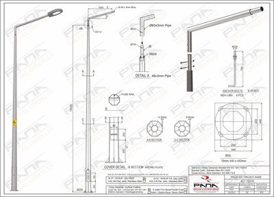 15 Metre Tek Konsol AD1 150 10 Konsol Boyu 1 Metre Yeni Tedaş Galvaniz Poligon Sokak Aydınlatma Direği