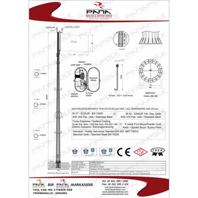30 Metre Galvaniz Bayrak Direği