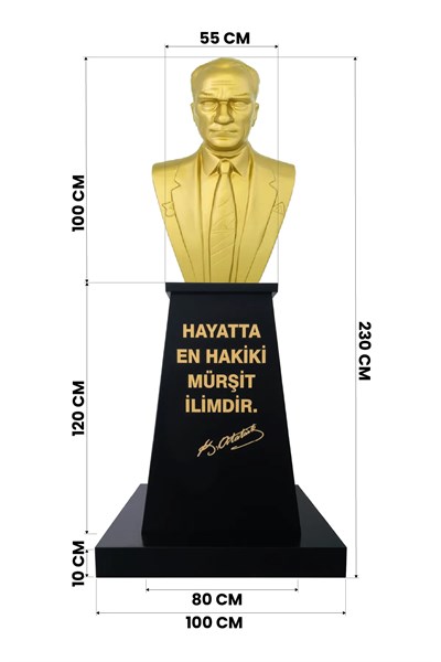 Atatürk Büstü (100cm Alüminyum)+ Kaide (120cm)+ Alt tabla Lise Modeli