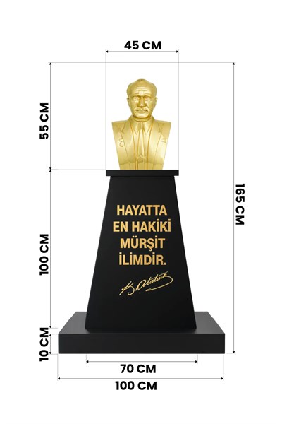 Atatürk Büstü (55cm Pirinç)+ Kaide (100cm)+ Alt Tabla İlkokul Modeli