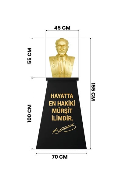 Atatürk Büstü (55cm Pirinç)+ Kaide (100cm) İlkokul Modeli