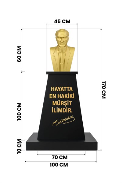 Atatürk Büstü (60cm Fiber)+ Kaide (100cm)+ Alt Tabla İlkokul Modeli