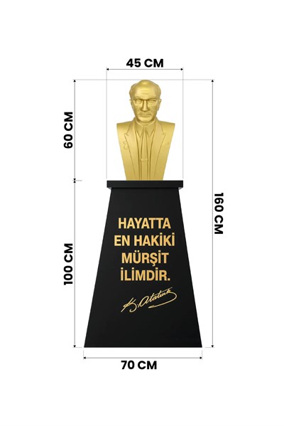 Atatürk Büstü (60cm Fiber)+ Kaide (100cm) İlkokul Modeli