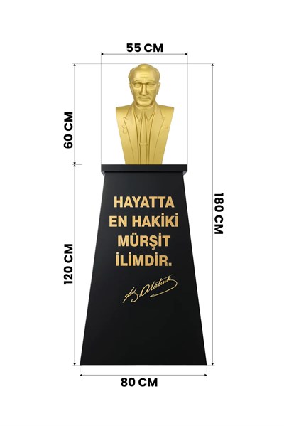 Atatürk Büstü (60cm Fiber)+ Kaide (120cm) Lise Modeli