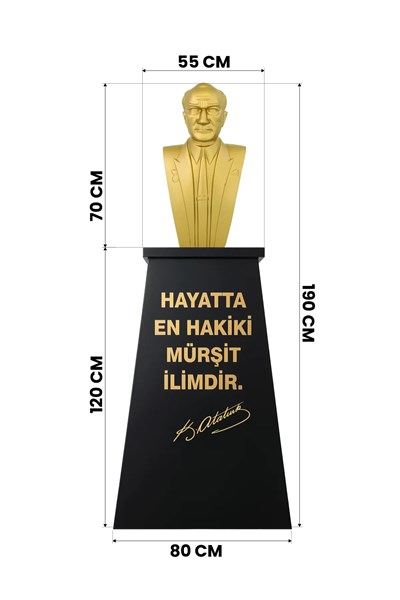 Atatürk Büstü (70cm Alüminyum)+ Kaide (120cm) Lise Modeli