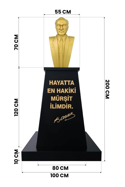 Atatürk Büstü (70cm Fiber)+ Kaide (120cm)+ Alt Tabla Lise Modeli