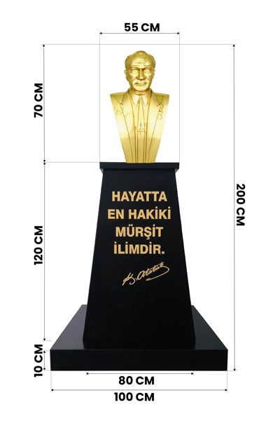 Atatürk Büstü (70cm Pirinç)+ Kaide (120cm)+ Alt Tabla Lise Modeli