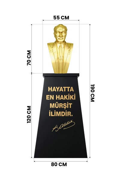 Atatürk Büstü (70cm Pirinç)+ Kaide (120cm) Lise Modeli