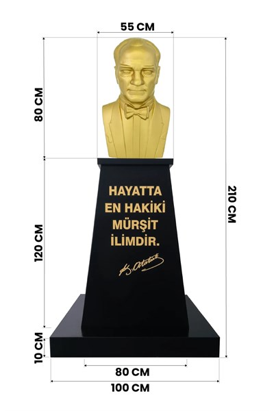 Atatürk Büstü (80cm Fiber)+ Kaide (120cm)+ Alt tabla Lise Modeli