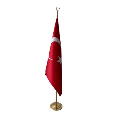 Makam Altın Sarı Bayrak Direği Takım ( Türk Bayrağı Dahildir)