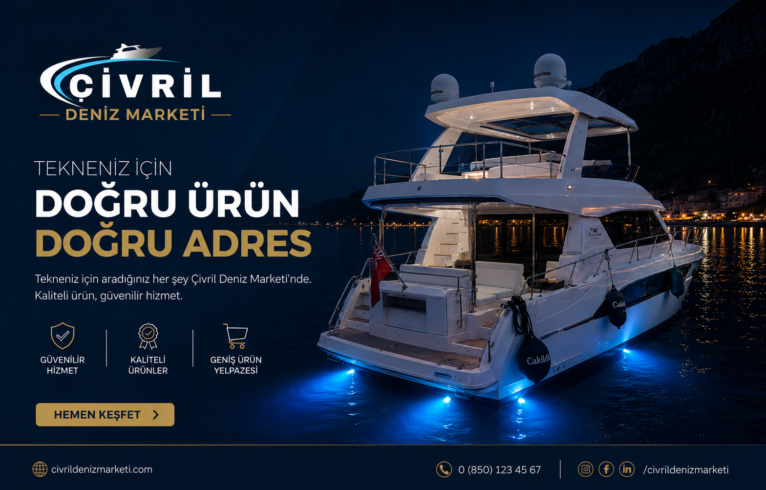 Teknenizi güçlü ışık performansı ile öne çıkarın. Marin kullanıma uygun tekne aydınlatmaları; şık tasarım, yüksek dayanıklılık ve etkili aydınlatmayı bir araya getirerek gece seyirlerinize modern bir görünüm kazandırır.