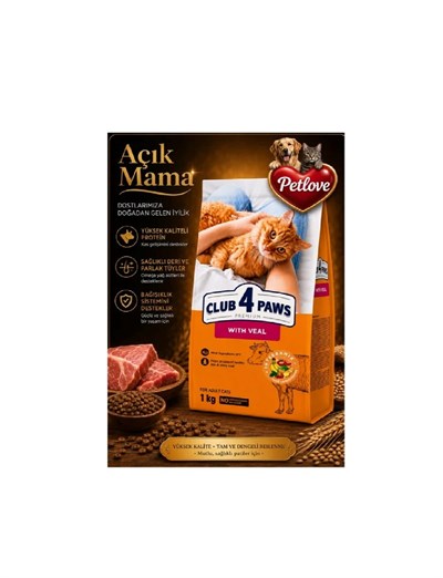 (AÇIK) CLUB 4 PAWS BİFTEKLİ YETİŞKİN KEDİ KURU MAMASI 1 KG 