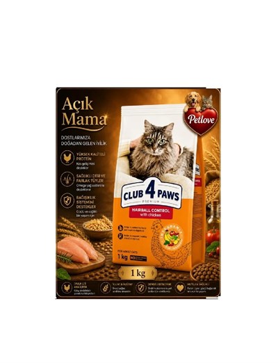 (AÇIK) CLUB 4 PAWS PREMİUM HAİRBALL CONTROL KEDİ KURU MAMASI  1KG