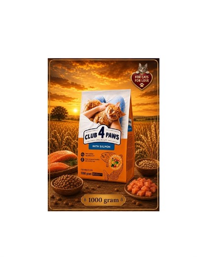 (AÇIK) CLUB 4 PAWS PREMIUM SOMONLU YETİŞKİN KEDİ KURU MAMASI 1 KG