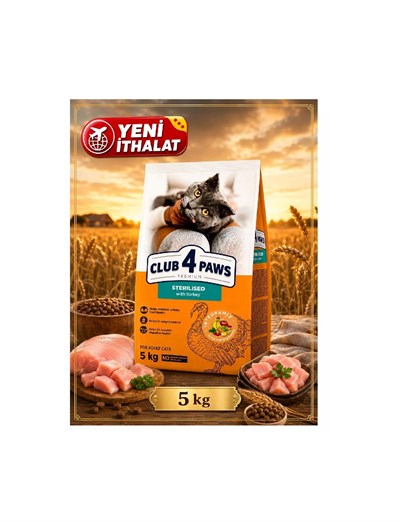 CLUB 4 PAWS PREMIUM HİNDİLİ KISIR YETİŞKİN KEDİ KURU MAMASI 5 KG 