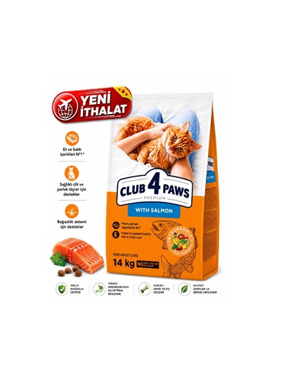 CLUB 4 PAWS PREMIUM SOMONLU YETİŞKİN KEDİ KURU MAMASI 14 KG