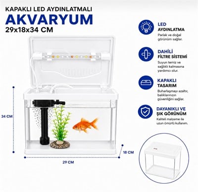 MAKRO İTHAL AKVARYUM 30*18*34 BEYAZ (19 LİTRE )