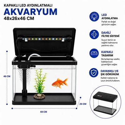MAKRO İTHAL AKVARYUM 48*26*46 SİYAH ( 40 LİTRE)
