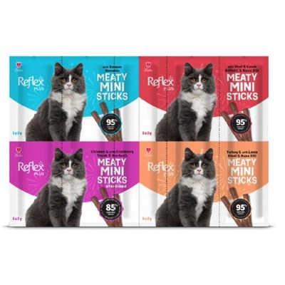 Reflex Plus Mini Mix Somonlu Kuzu Etli Biftekli Kısır Tavuk Kedi Ödülleri 20 X 2 Gr